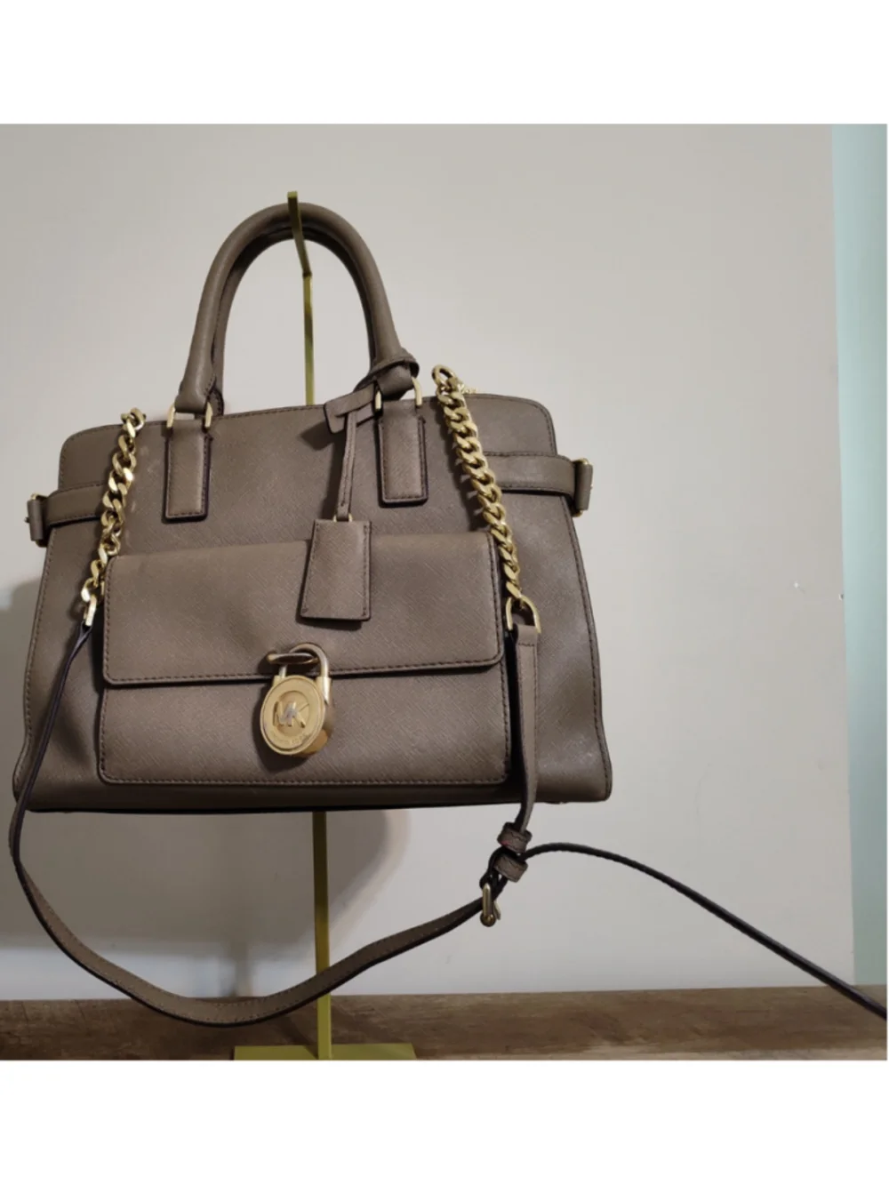 Women's Michael Kors Satchel Bag One Size Taupe Gold